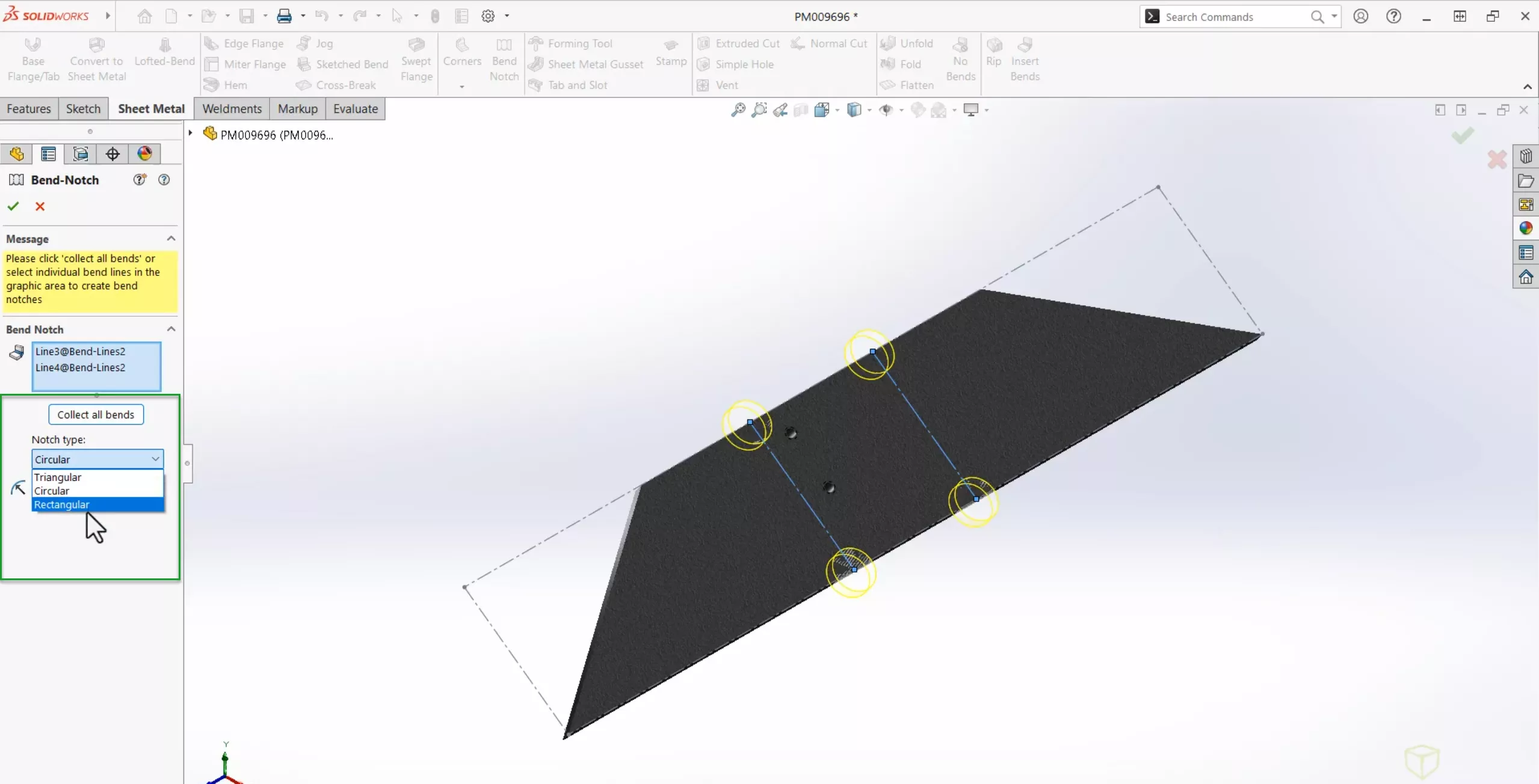 Collect all Bends Option in SOLIDWORKS 2025 Sheet Metal Improvements