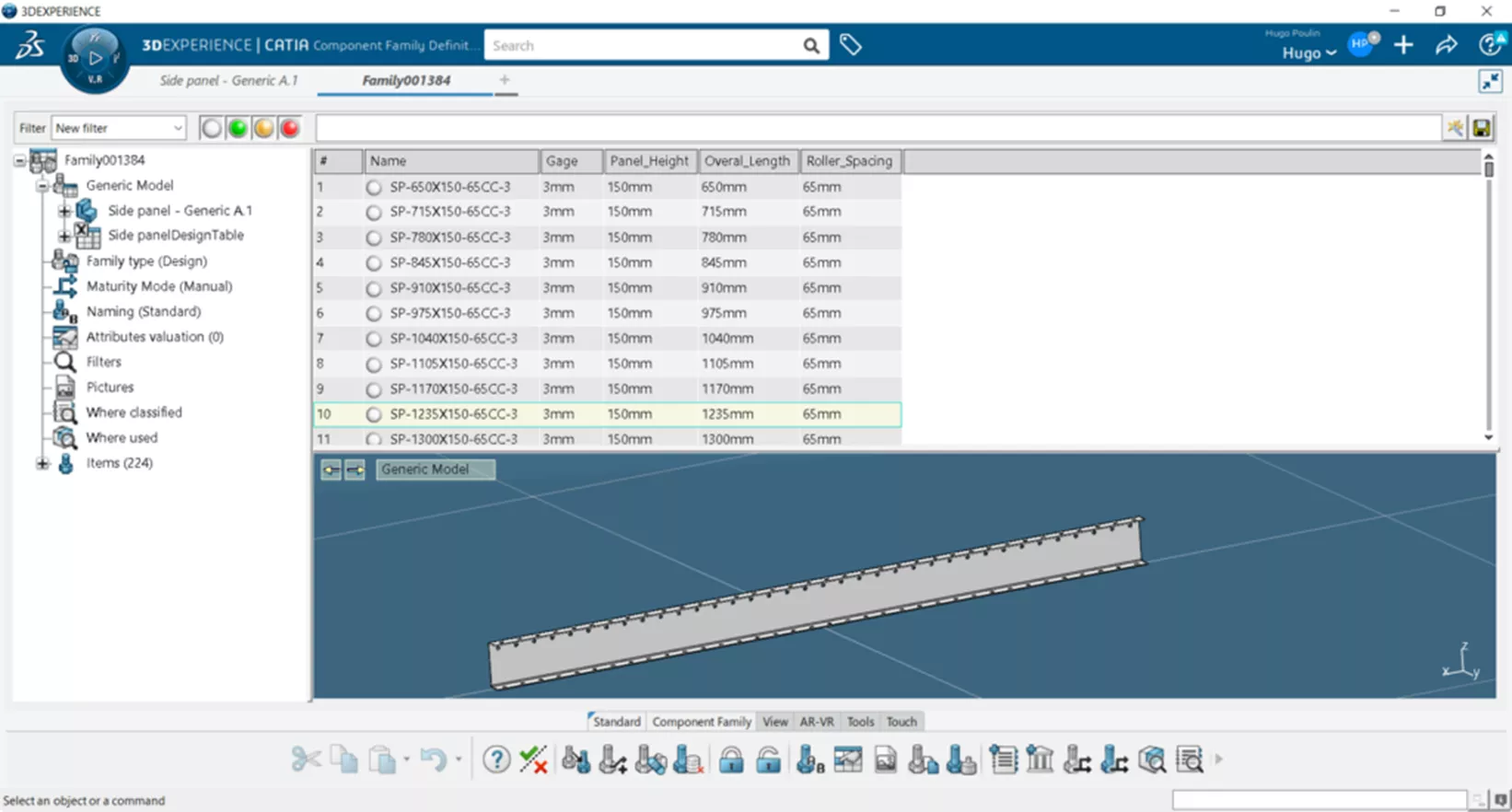 3DEXPERIENCE CATIA Create Component Family Using a Spreadsheet