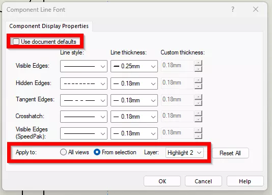 Component Line Font Options in SOLIDWORKS
