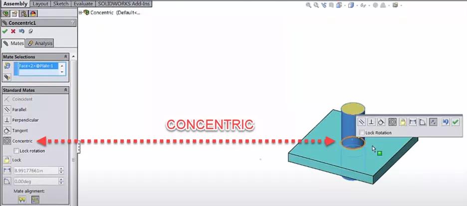 Concentric Mate in SOLIDWORKS