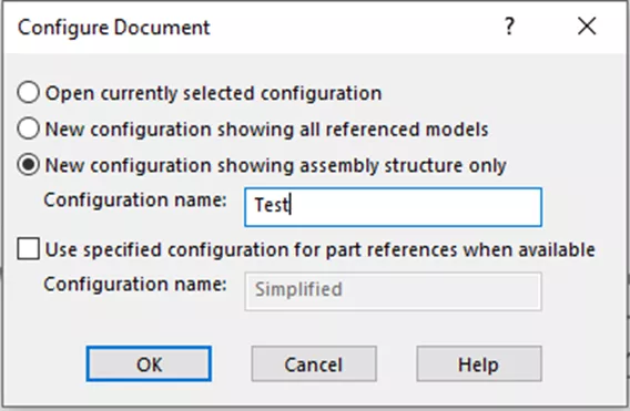 Configure Document Dialog in SOLIDWORKS 