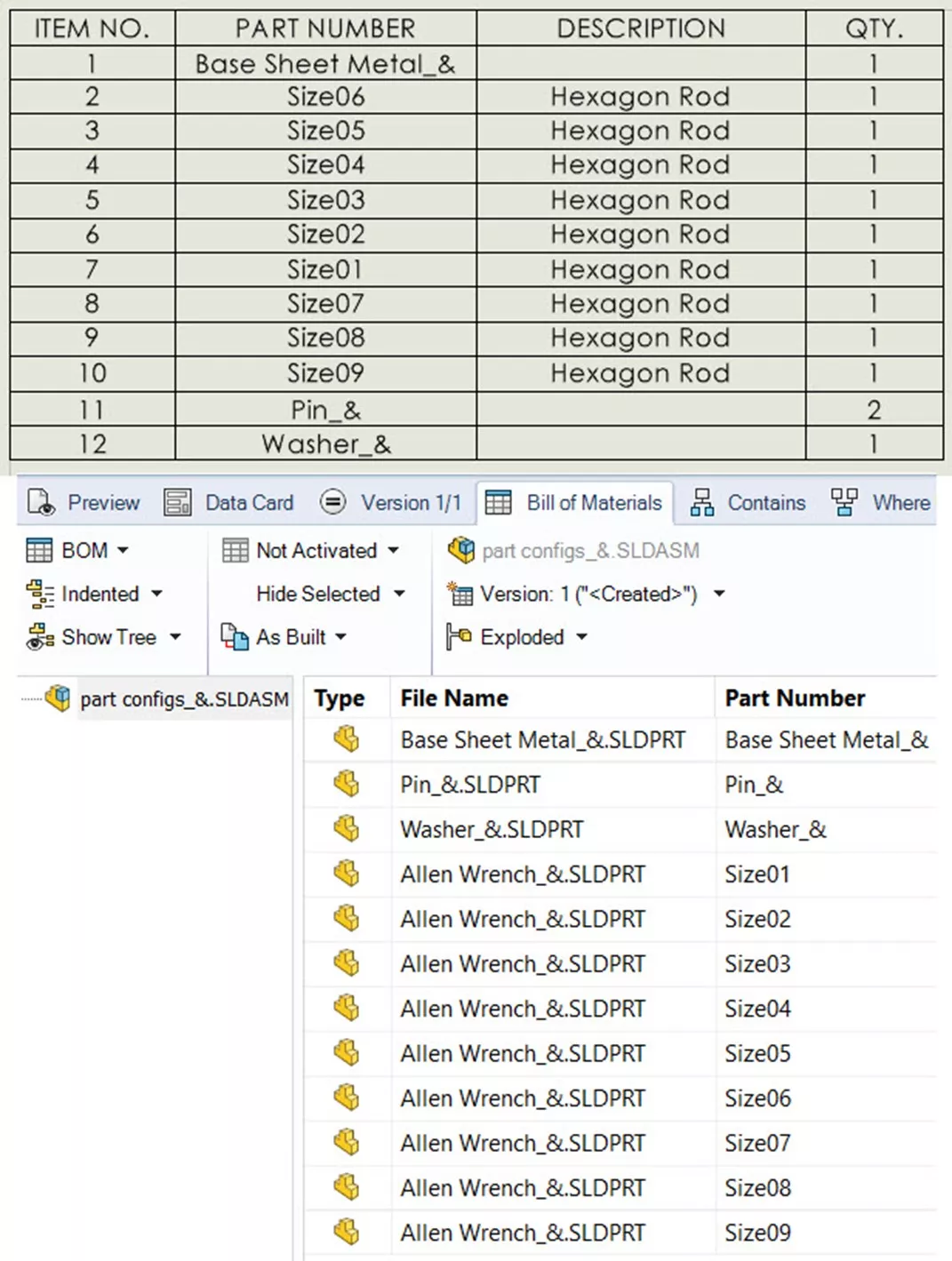 Configuration Properties in SOLIDWORKS PDM Data Cards