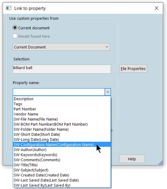 Configuration Name in SOLIDWORKS