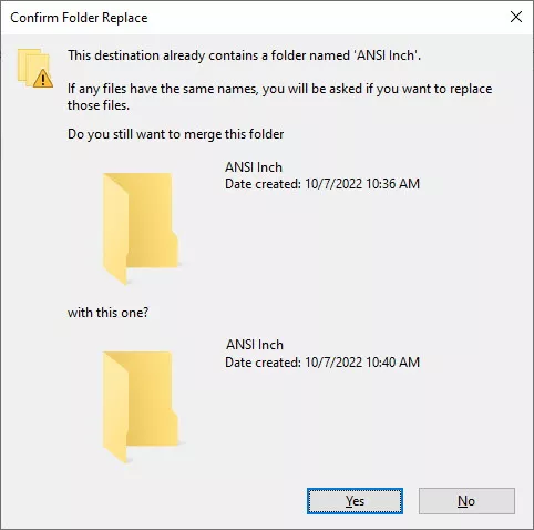 Confirm folder replace SOLIDWORKS Weldment Profile Pack