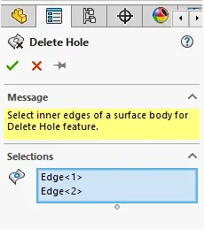 Confirm Loops in SOLIDWORKS Delete Hole Feature