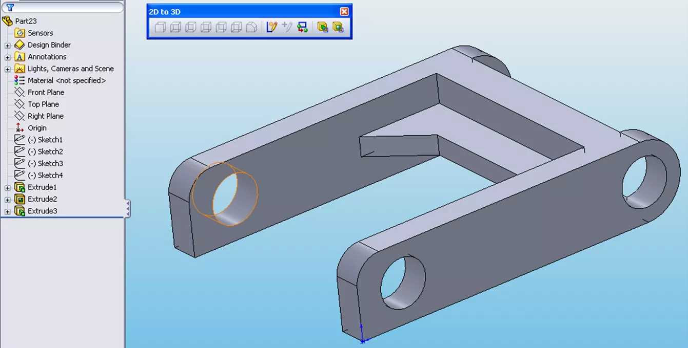 Convert DSW Using SOLIDWORKS 2D to 3D Toolbar