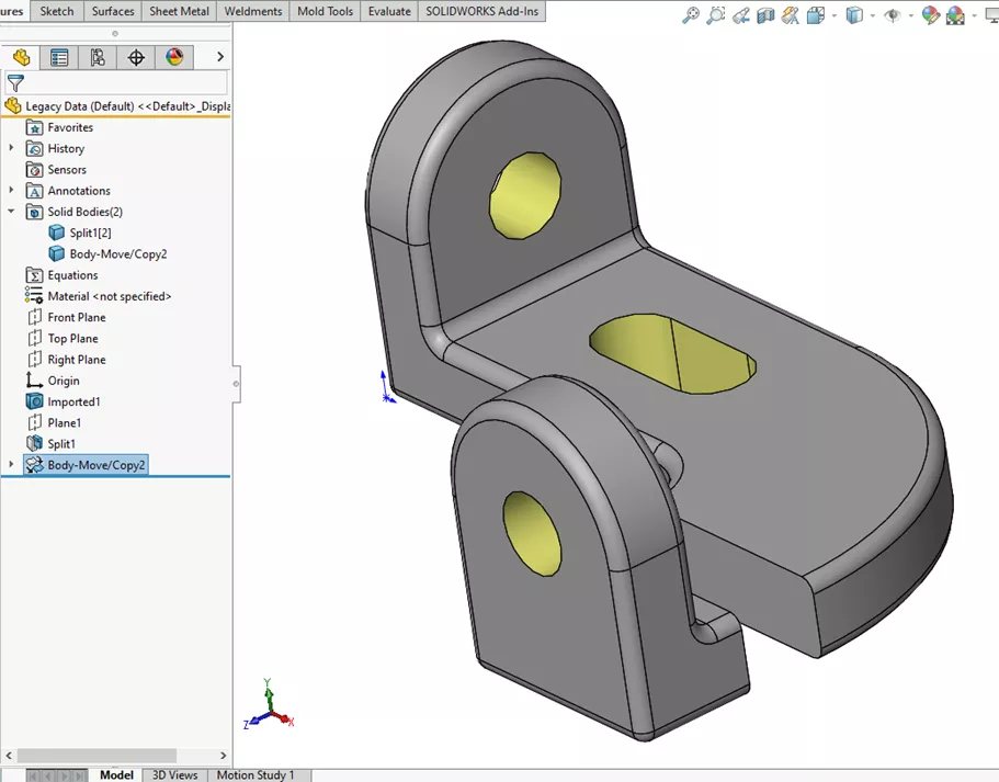 Convert Multibody Part as Solid Body in SOLIDWORKS