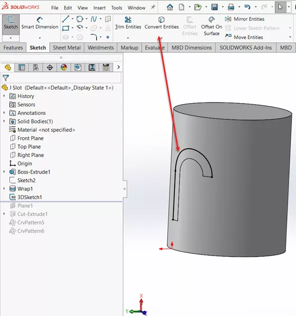 Converted Edges in a SOLIDWORKS 3D Sketch