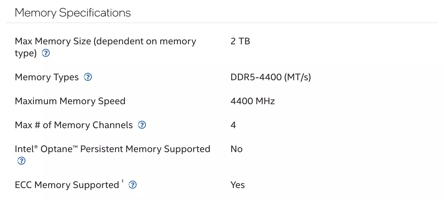 Intel Ark details memory support of a processor.