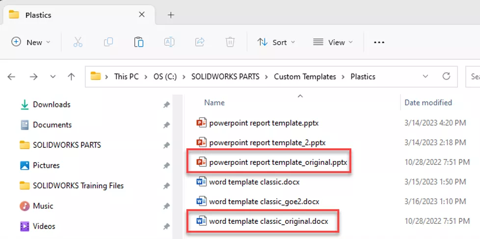 Create Backup Files when Creating Custom Report Templates in SOLIDWORKS Plastics 