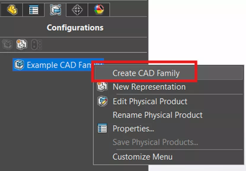 Create CAD Family Option in SOLIDWORKS
