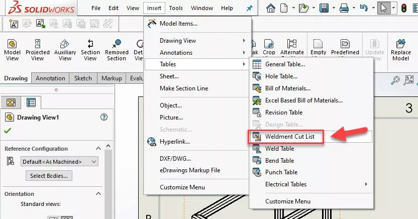 Create Weldment Cut List in SOLIDWORKS