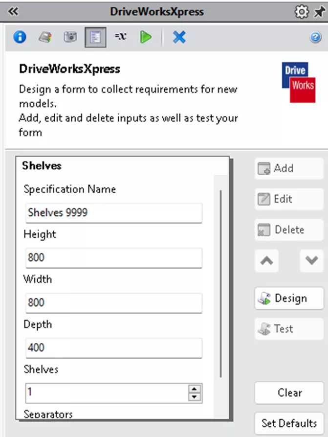 Create a Form in DriveWorksXpress