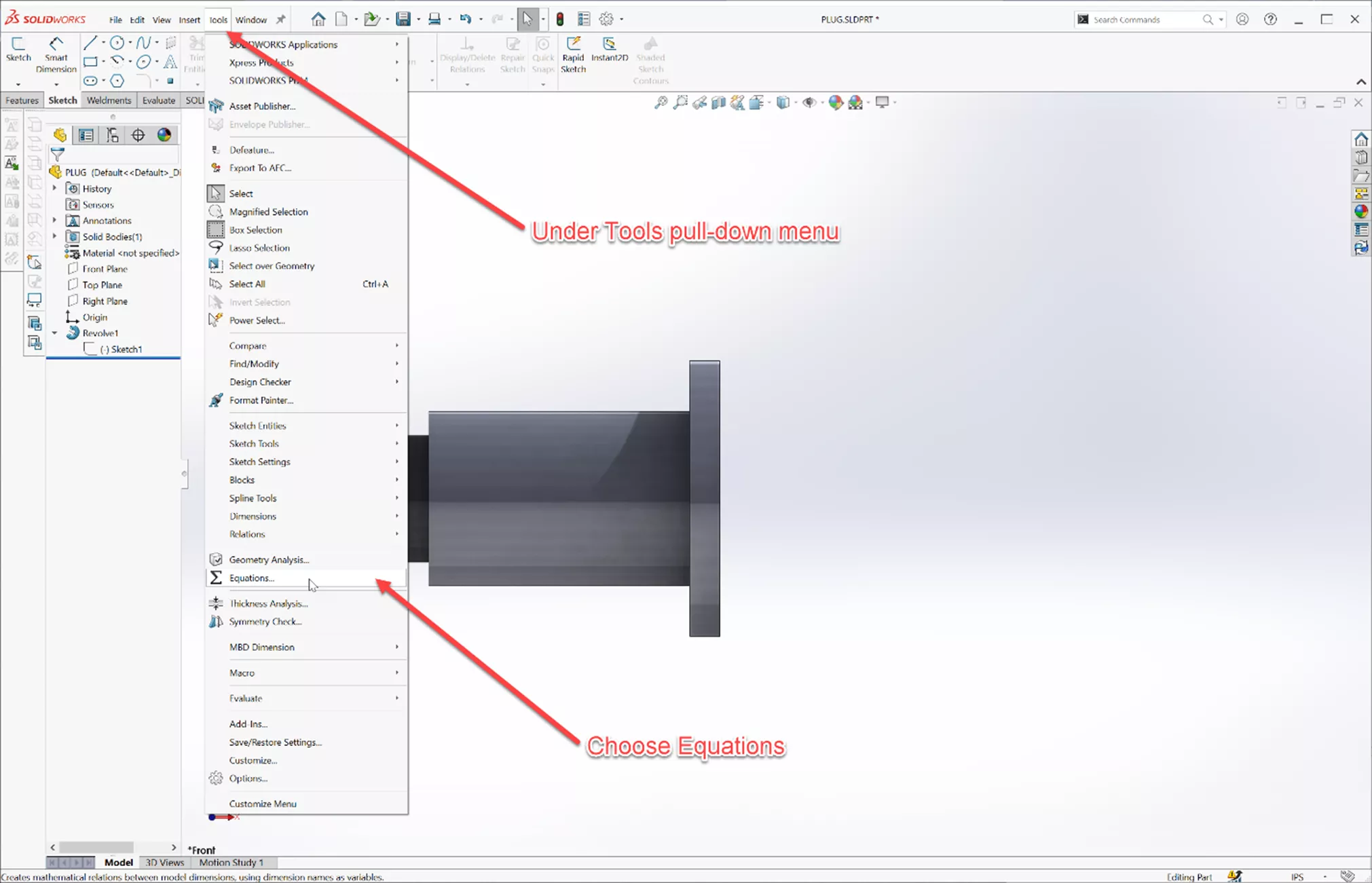 Creating a Global Variable using Equations in SOLIDWORKS