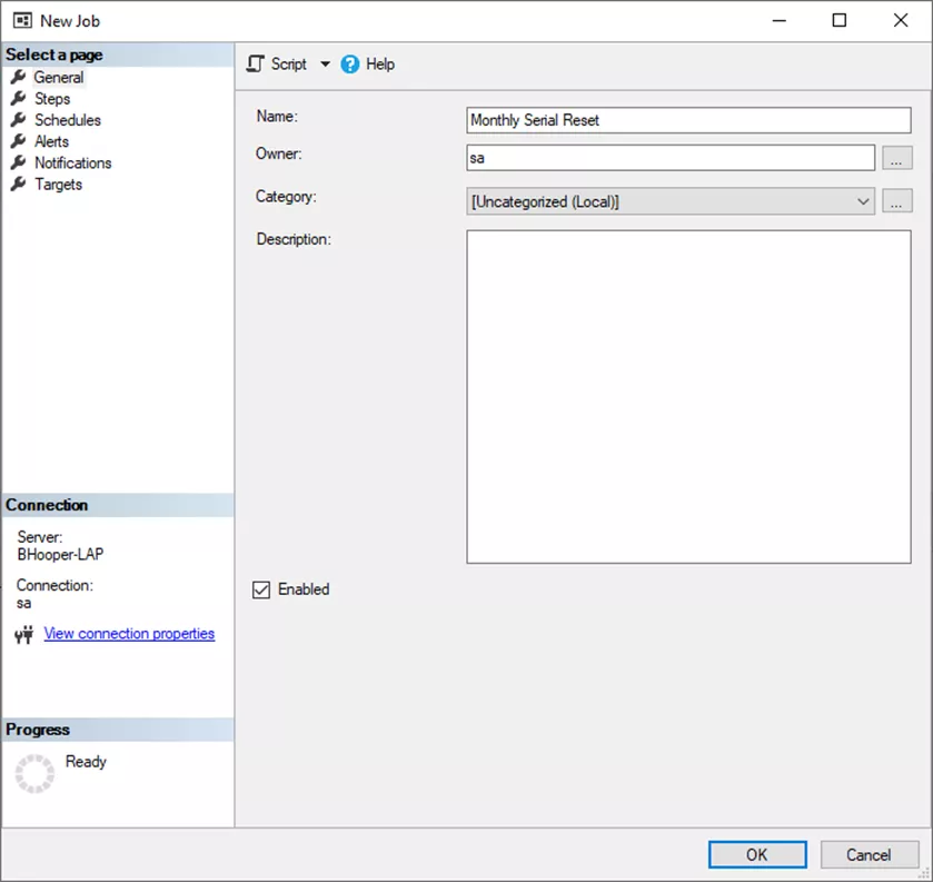 Creating a Job in SQL Server Agent for SOLIDWORKS PDM Serial Number Automatic Reset 