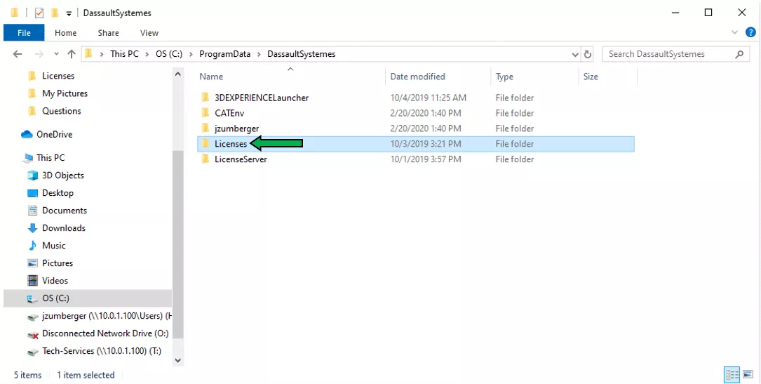Create a new folder called Licenses, shown here.