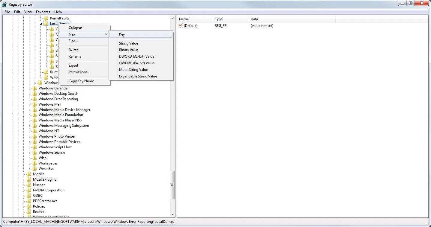 Manually Create New Key Folder in Windows Registry Editor