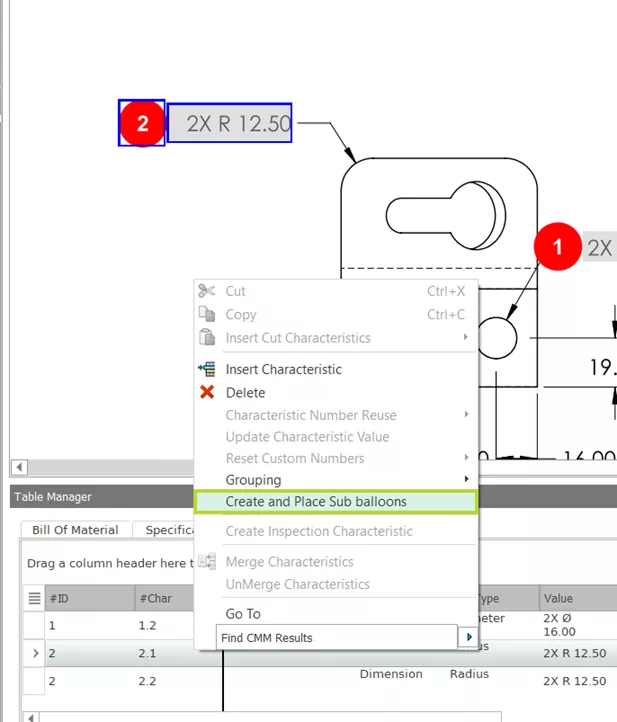 How to Create and Place Sub balloons in SOLIDWORKS Inspection