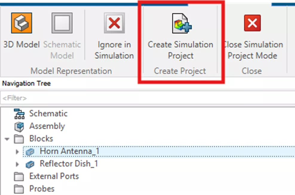 Create Simulation Project Option in CST Studio Suite