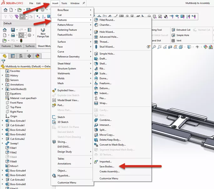How to Create a SOLIDWORKS Assembly from a Multibody Part