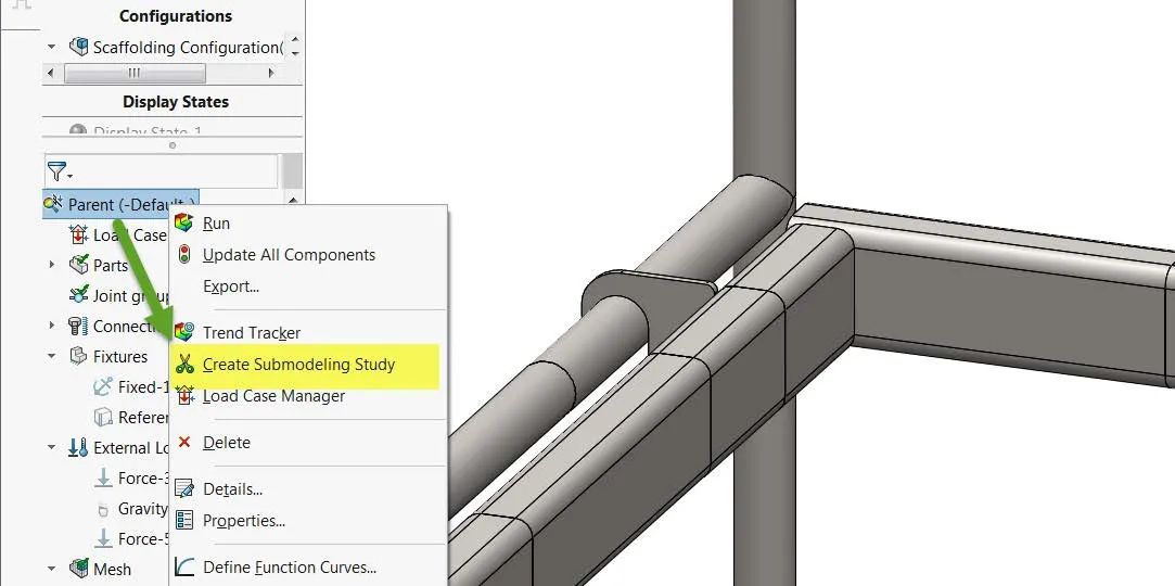 Create SOLIDWORKS Simulation Submodeling Study