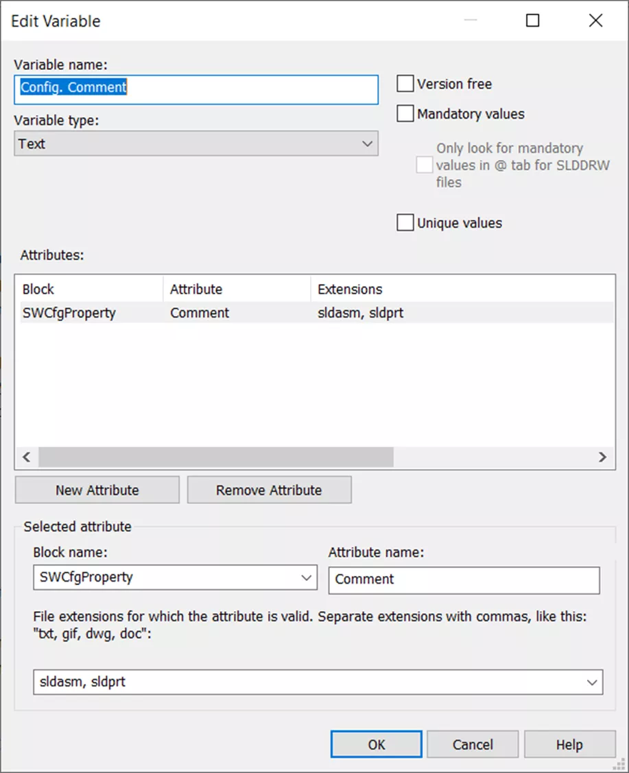 Crate new SOLIDWORKS PDM Variable