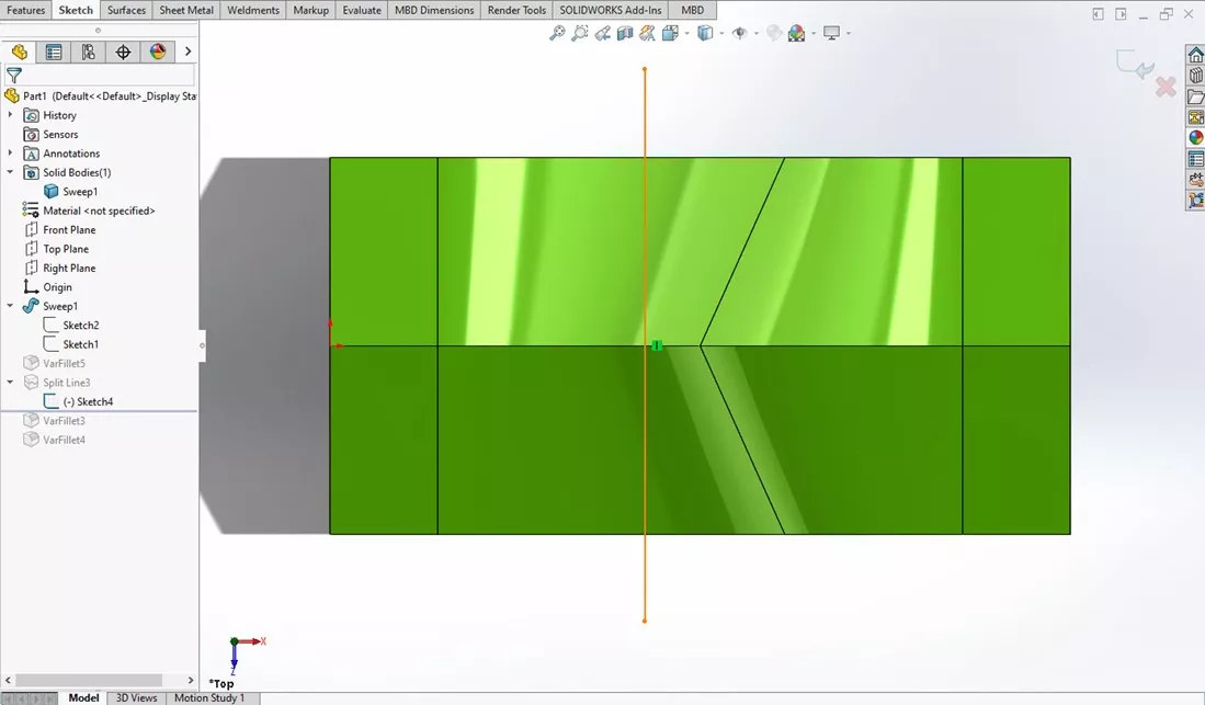 Using a Split Line to Create a Vertex in SOLIDWORKS