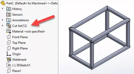 Create Weldment Cut List in SOLIDWORKS