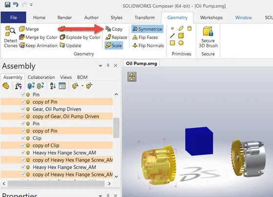 Creating a Mirrored Part with Symmetrize in SOLIDWORKS Composer