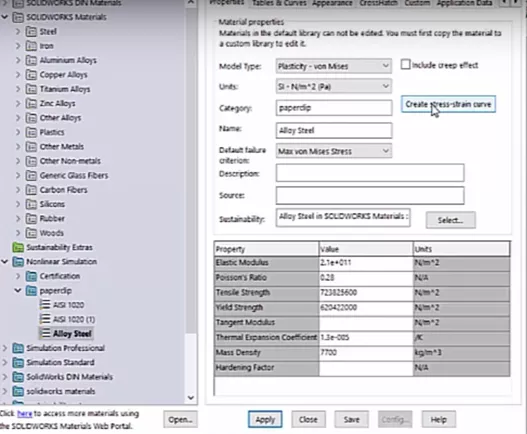 Easy Way to Create Stress-Strain Curves in SOLIDWORKS Simulation 