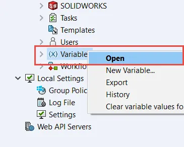 Creating Variables and Controls in the Data Card in SOLIDWORKS