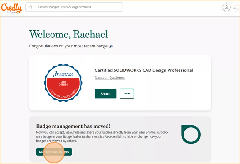Credly SOLIDWORKS Certification Badges