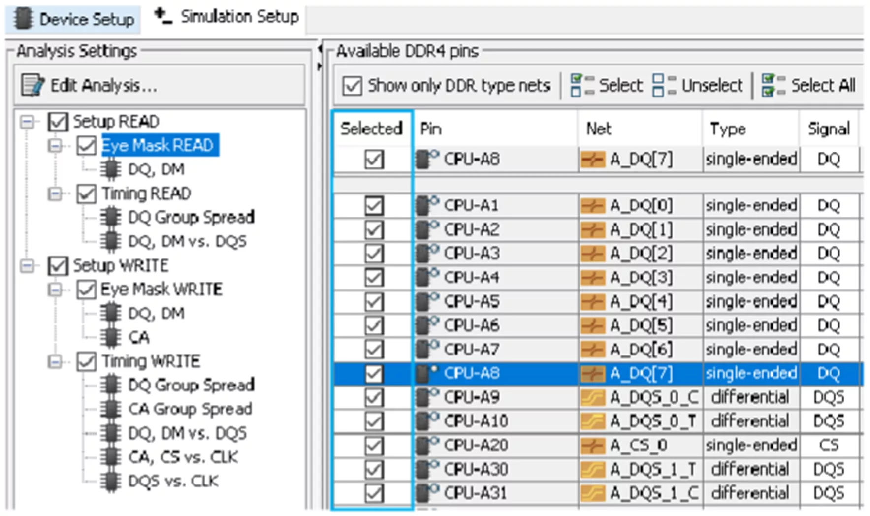 CST Studio Suite 2024 DDR4 Net Selection