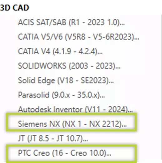 PTC Creo and SIEMENS NX Import new in CST Studio Suite 2024