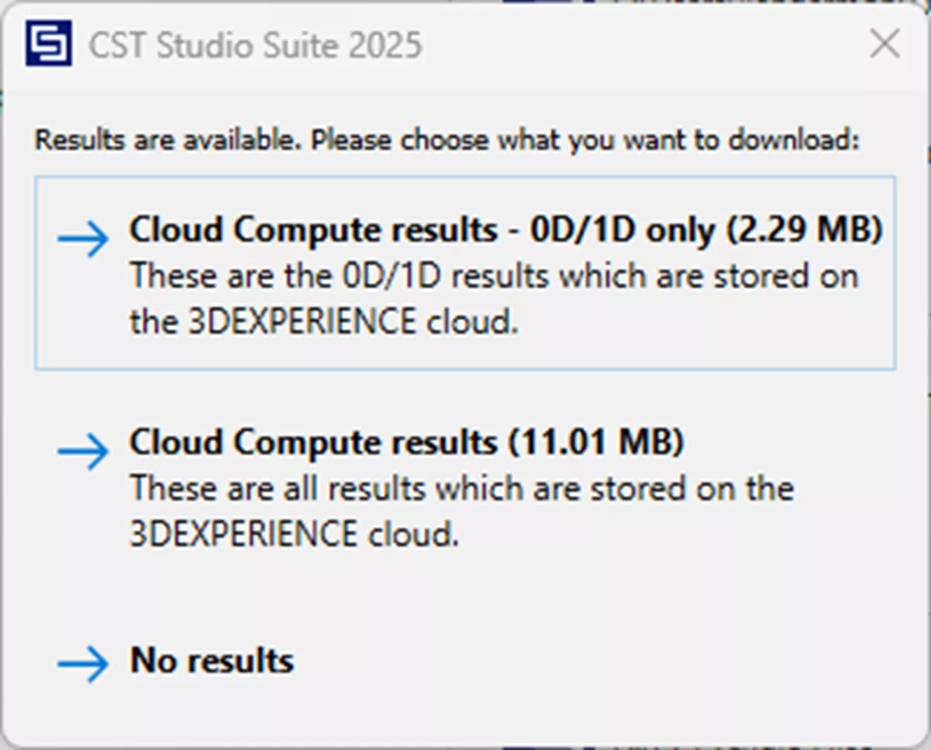 CST Studio Suite Cloud Compute Results 