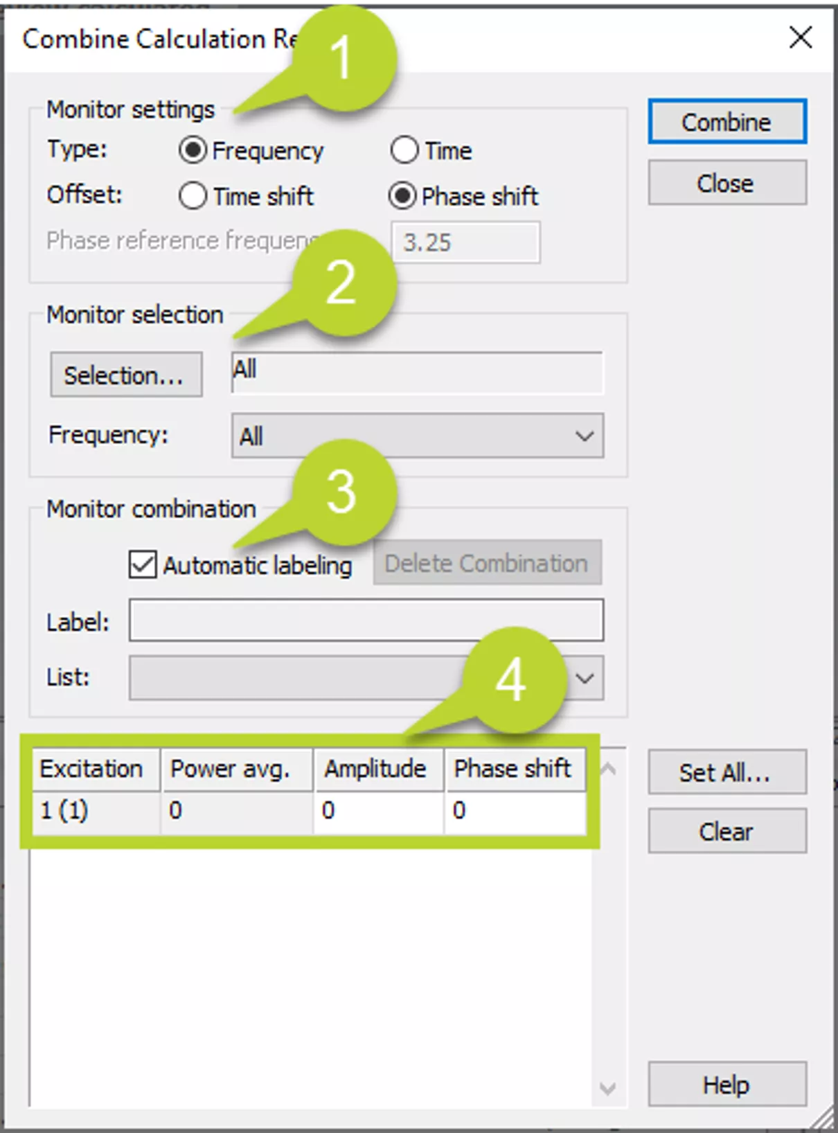Combine Calculation Results Options in CST Studio Suite