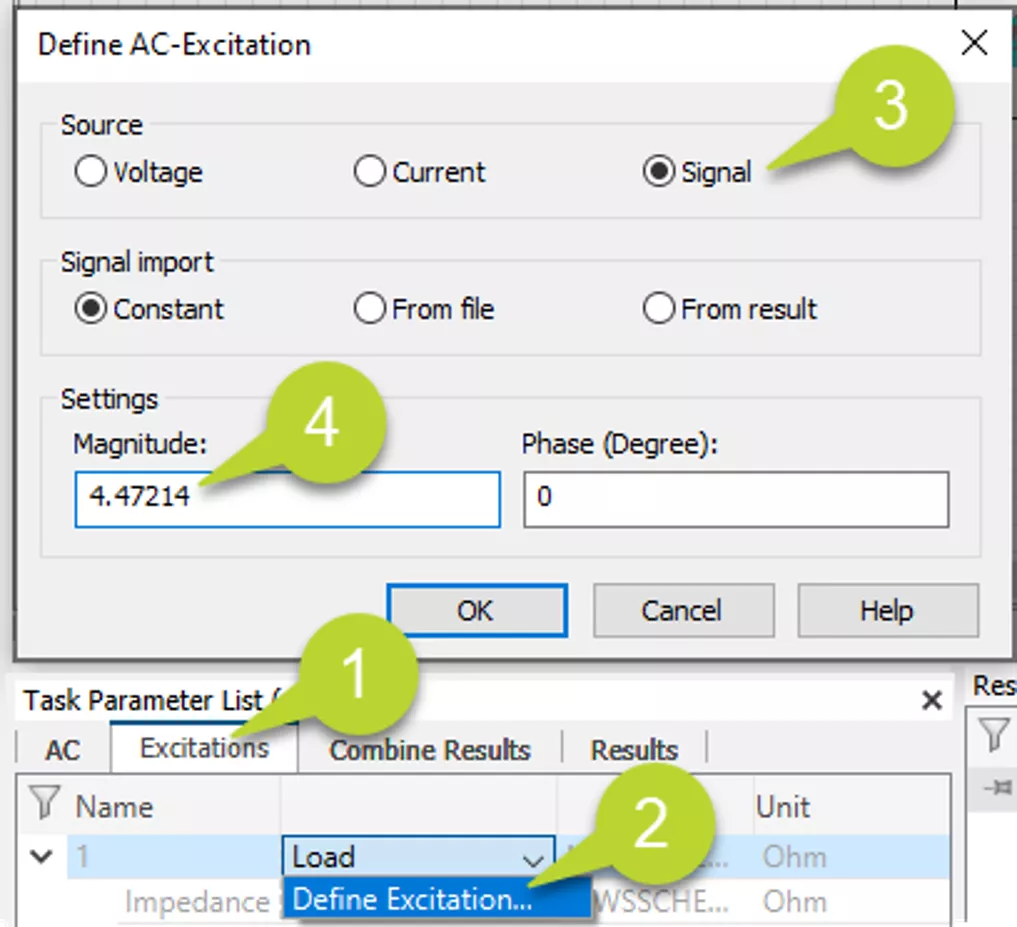 CST Studio Suite Define AC-Excitation