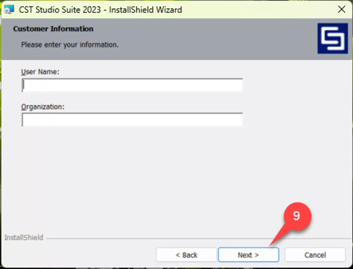 CST Studio Suite InstallShield Wizard Customer Information