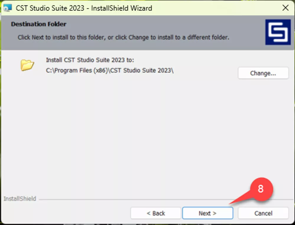 CST Studio Suite InstallShield Wizard Destination Folder