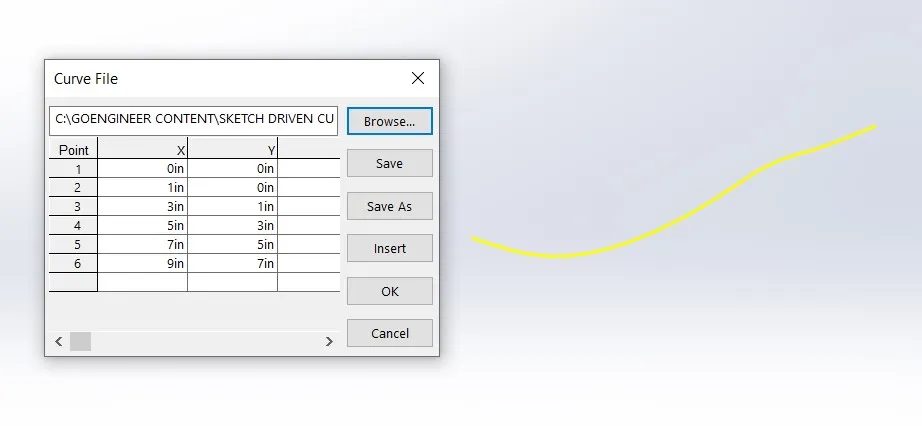 SOLIDWORKS Yellow Curve