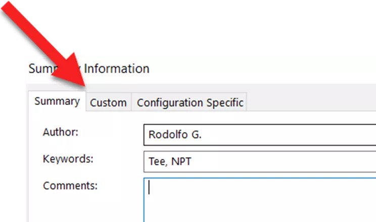 Custom Properties in a SOLIDWORKS model