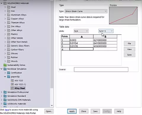 How to Create Custom SOLIDWORKS Simulation Stress-Strain Curves