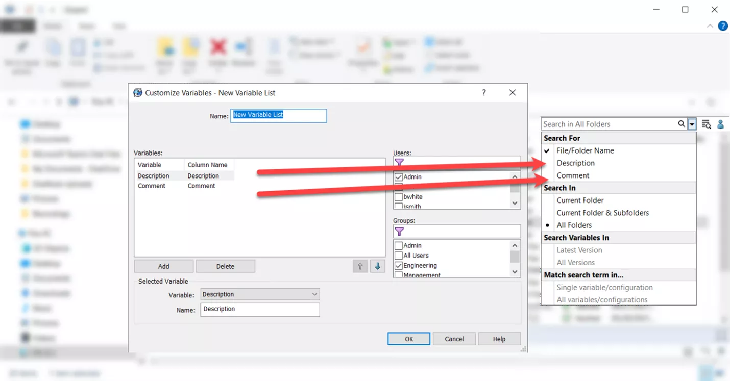 Customizing the SOLIDWORKS PDM Quick Search Variable Lists in the Admin Tool