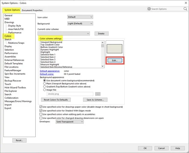 Customizing Colors in SOLIDWORKS