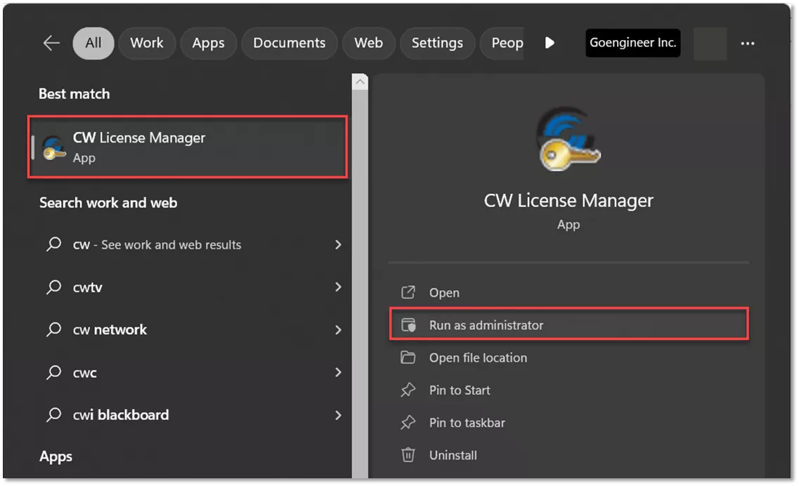 CW License Manager Access