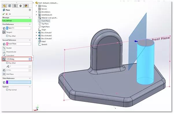Creating Cylindrical Surface Planes in SOLIDWORKS 