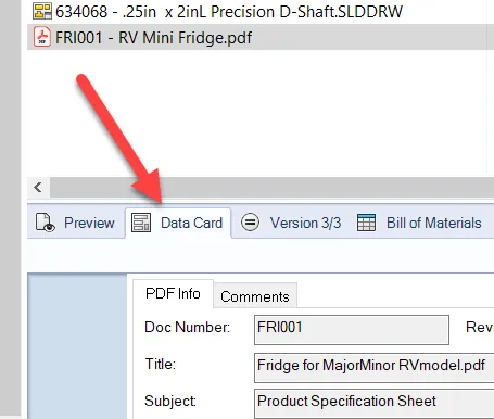 Data Card Attributes in SOLIDWORKS PDM 