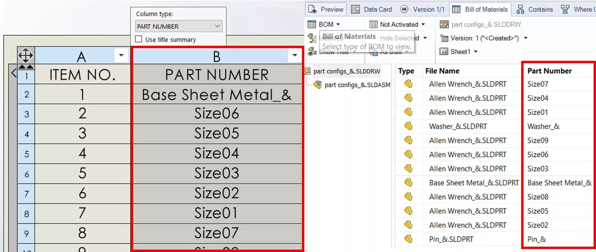 Default Part Number SOLIDWORKS PDM Configurations