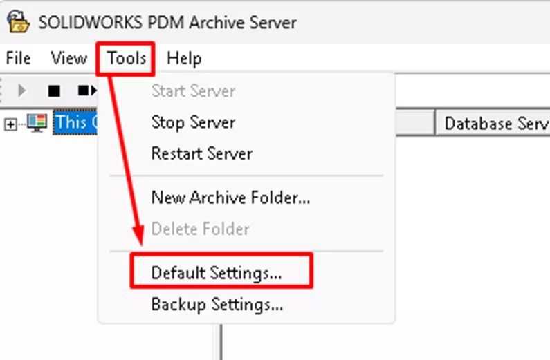 Default Settings Option in SOLIDWORKS PDM Archive Server 