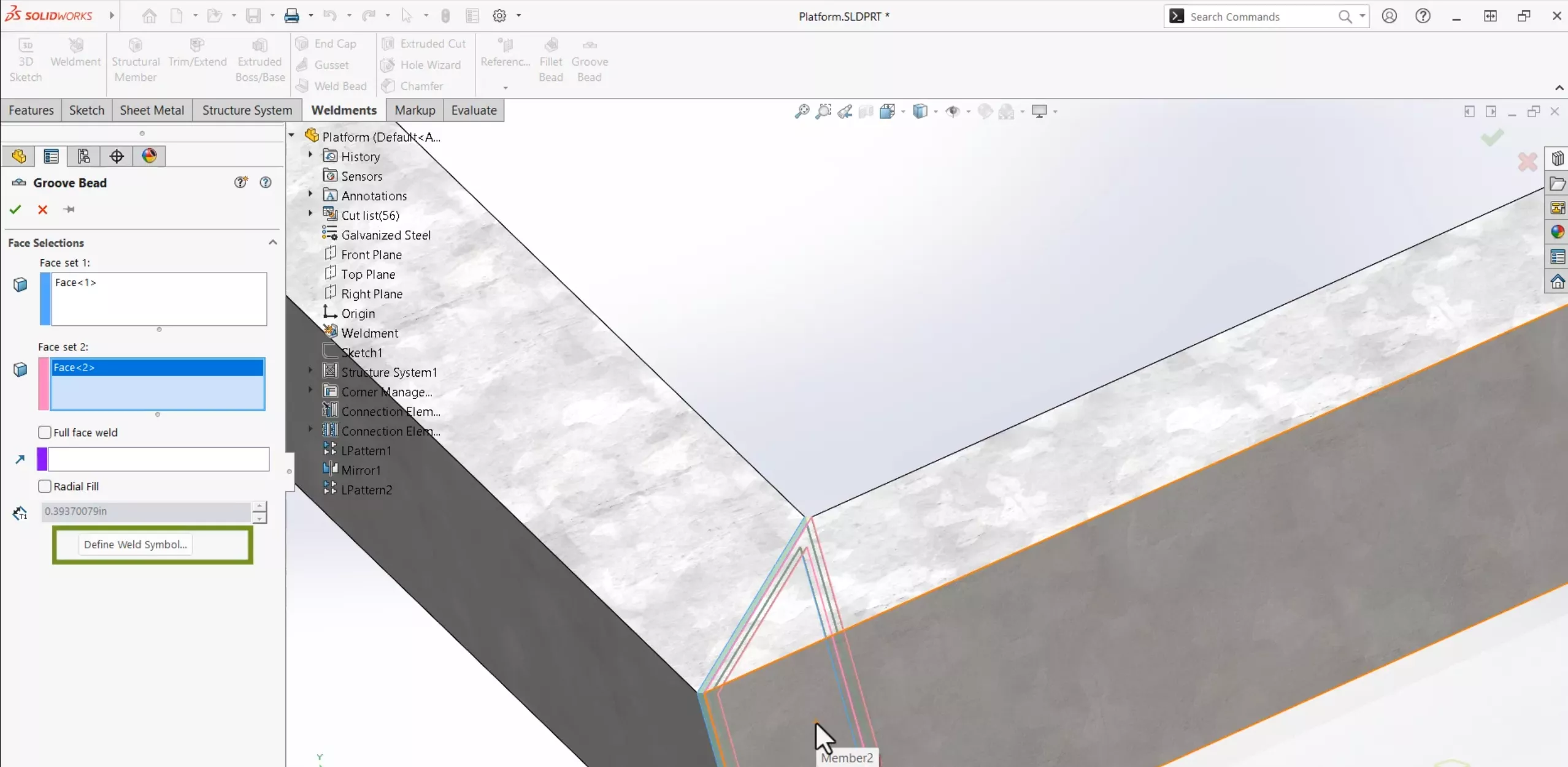 Define Weld Symbol in SOLIDWORKS 2025 